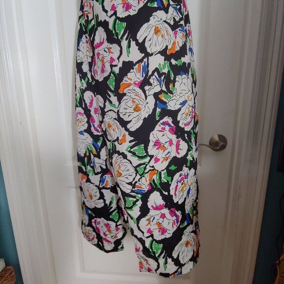 Dancing Leopard Floral Silky Flowy Midi Wrap Dress 14 Adjustable straps - Picture 5 of 10